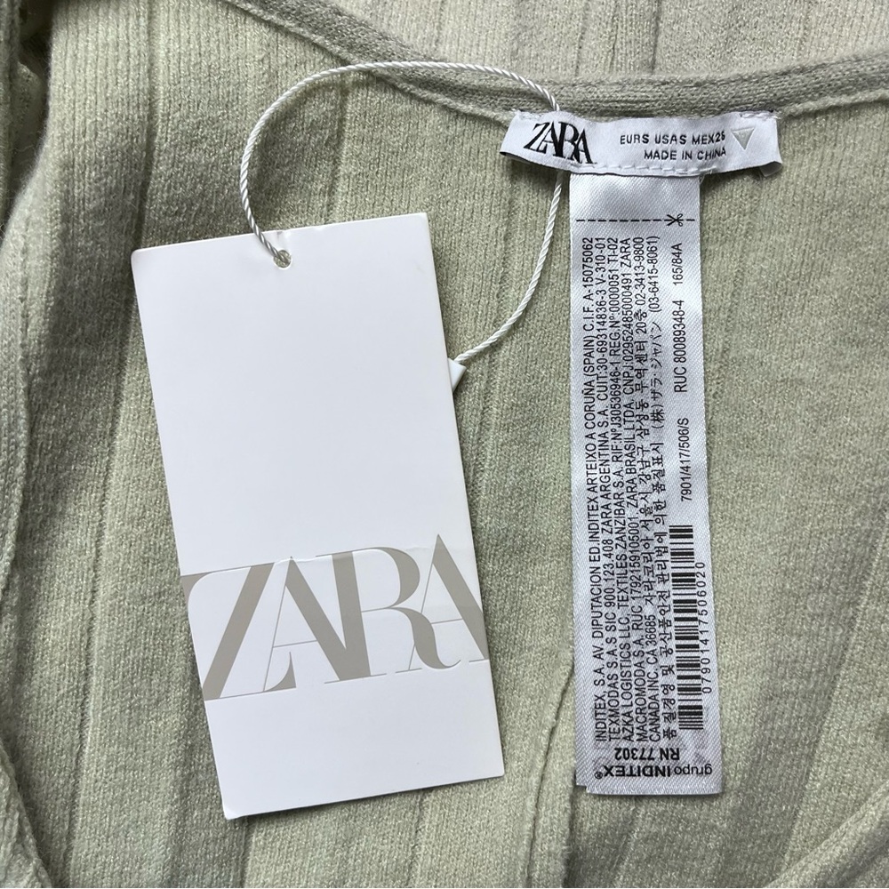 Zara ladies Green Ribbed Jumpsuit size small (NWT) - Picture 7 of 7